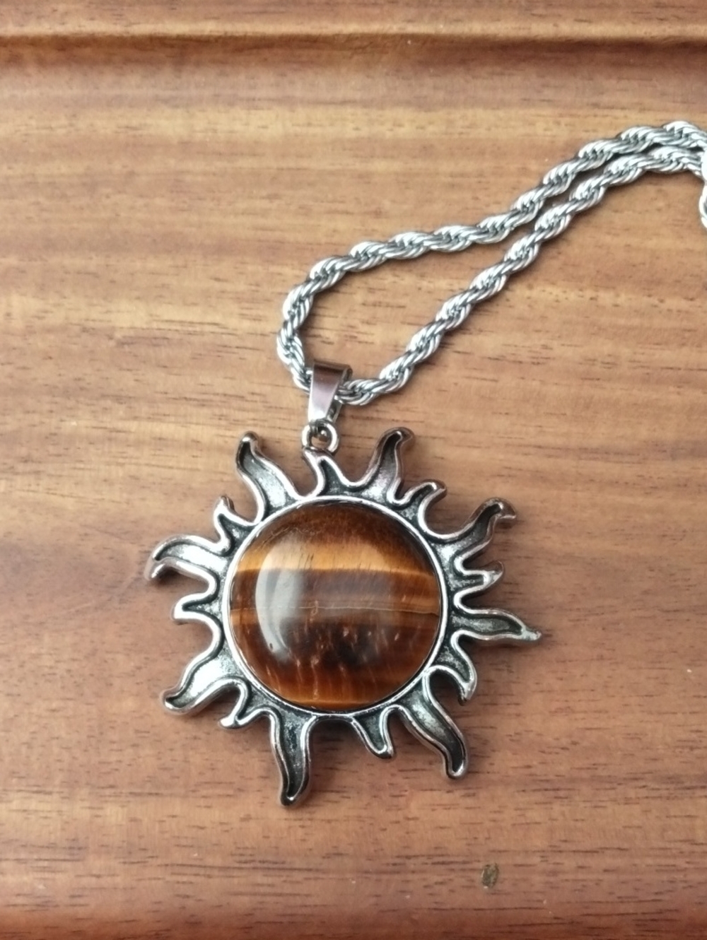 Sunburst Tiger's Eye Pendant Necklace